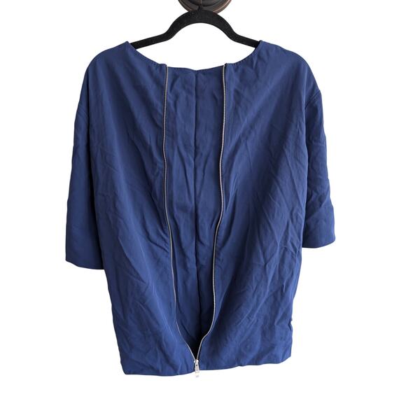 Everlane Women's Round Neck 3/4 Sleeve Top Blouse Back Zip Blue Size 8 - Picture 6 of 6